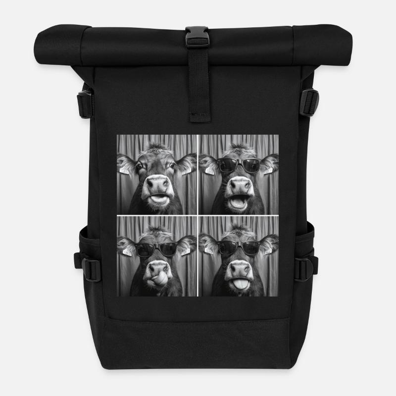 Lustig Kuh Sonnenbrille - Rolltop Rucksack - Schwarz