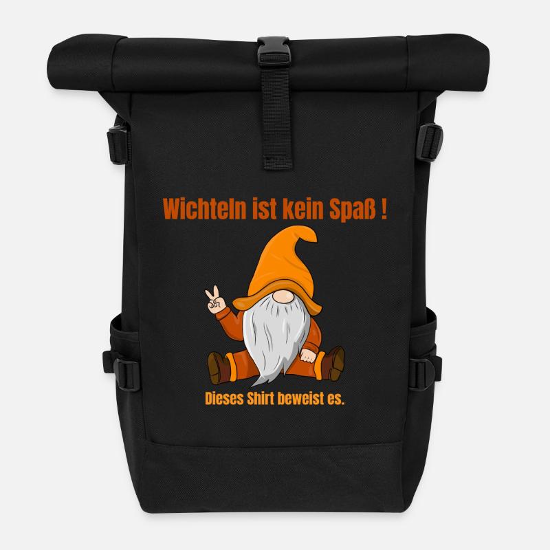 Wichteln ist kein Spaß – Gnom Edition - Rolltop Rucksack - Schwarz
