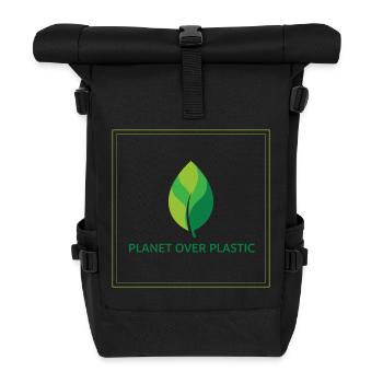 Planet Over Plastic - Rolltop Rucksack - Schwarz - Vorne