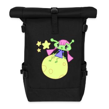 Alien sur la lune avec des étoiles - Sac à dos roll top - noir - Devant