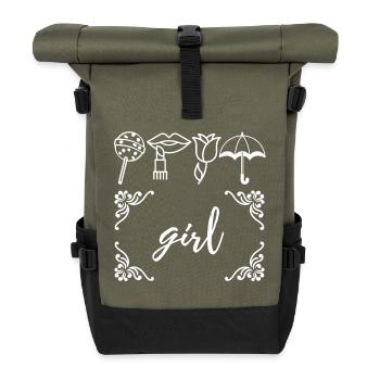 Mädchen - Rolltop Rucksack - Olive/Schwarz - Vorne