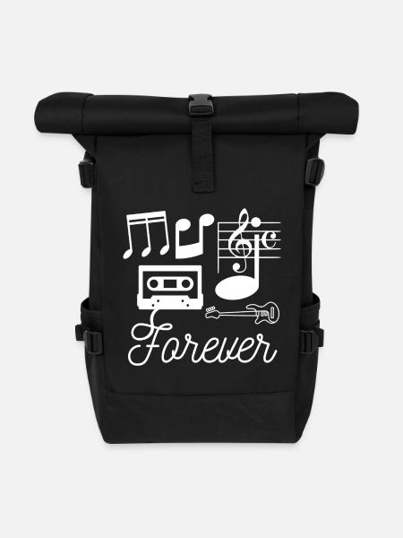 music_forever - Rolltop Rucksack - Schwarz