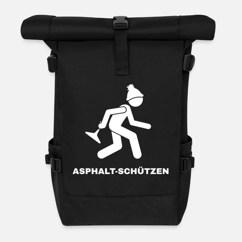 Asphalt-Schützen - Rolltop Rucksack - Schwarz