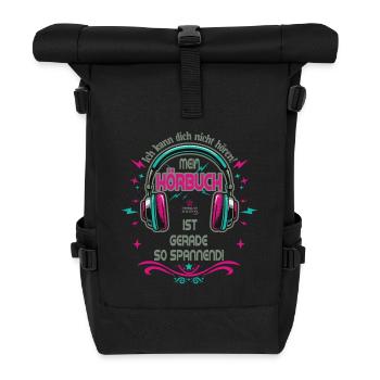 Exciting audio book dark - Roll Top Backpack - black - Front