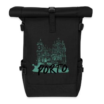 Porto historisches Zentrum Straßenbahn Illustration - Rolltop Rucksack - Schwarz - Vorne