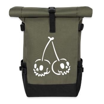 Cherry Skull – Creepy Halloween Motif - Roll Top Backpack - olive/black - Front