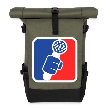Microphone Check League Icon – Sportfan - Rolltop Rucksack - Olive/Schwarz - Vorne