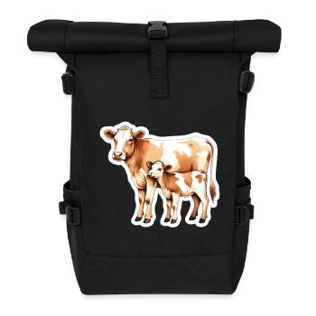 Cow Love – Mother and Calf - Roll Top Backpack - black - Front