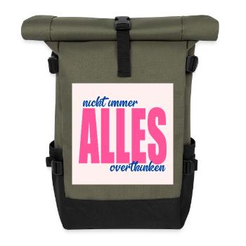 Nachdenklich Sprüche Gedanken - Rolltop Rucksack - Olive/Schwarz - Vorne