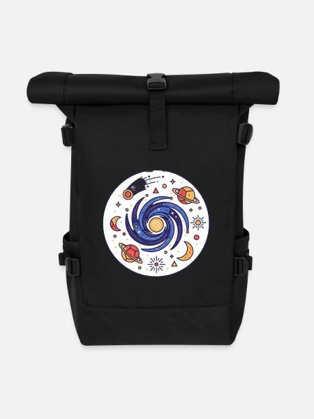Cosmic Vortex Galaxy - Roll Top Backpack - black