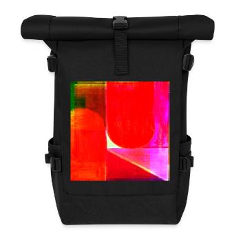 Neon Color Block Geometry - Roll Top Backpack - black - Front