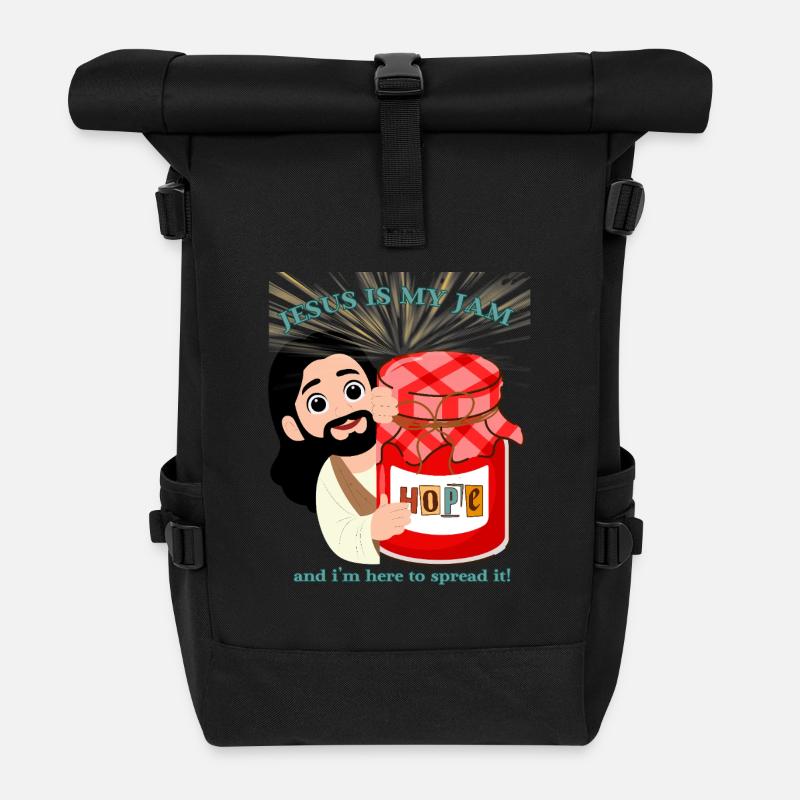 Jesus Is My Jam Christian Humor - Roll Top Backpack - black