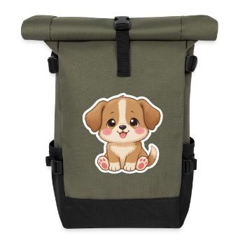 Adorable chiot autocollant - Sac à dos roll top - olive/noir - Devant