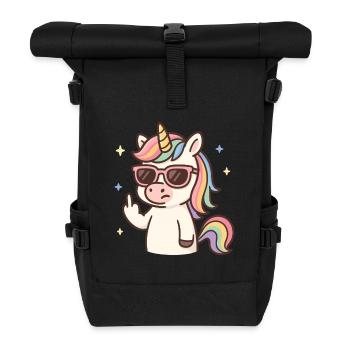 Licorne rebelle – Humour impertinent et magique - Sac à dos roll top - noir - Devant