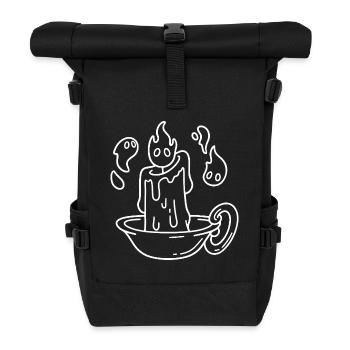 Croquis de bougie – lumière chaude dans un bol classique - Sac à dos roll top - noir - Devant