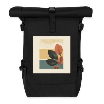 Herbst-Blatt-Block-Collage - Rolltop Rucksack - Schwarz - Vorne