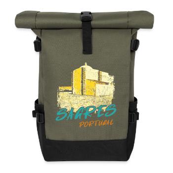 Sagres Algarve Chapel illustration - Roll Top Backpack - olive/black - Front