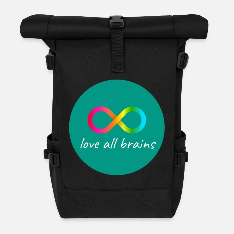 Love_all_brains - Rolltop Rucksack - Schwarz
