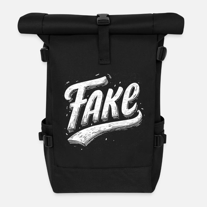 Fake - Roll Top Backpack - black