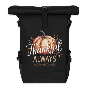 Herbst Kürbis Dankbar Always Design - Rolltop Rucksack - Schwarz - Vorne