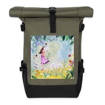 Elf in the kingdom of flowers - Roll Top Backpack - olive/black - Front