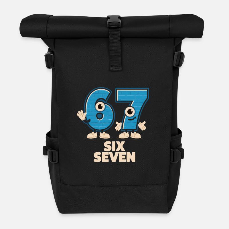 6 7 Six Seven Memes – Aura Points Kids Gaming - Roll Top Backpack - black