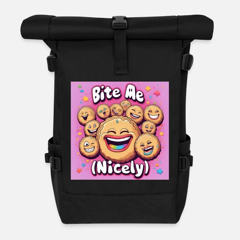 Me Nicely Cookies Laugh Design - Sac à dos roll top - noir