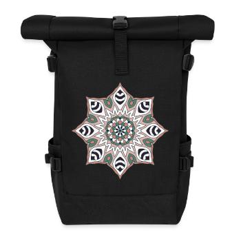 Earth Tone Mandala Pattern - Roll Top Backpack - black - Front