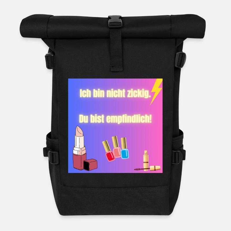 Lustiges Sprüche Shirt - Rolltop Rucksack - Schwarz