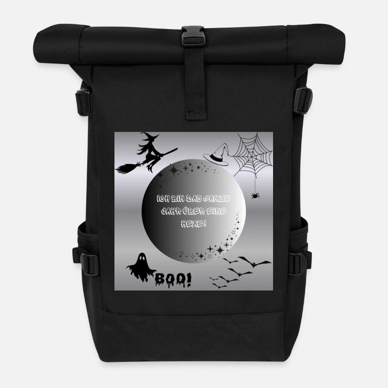 Ganzjährige Hexe Motiv Halloween - Rolltop Rucksack - Schwarz