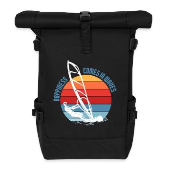 Le bonheur vient dans la conception des vagues de planche à voile - Sac à dos roll top - noir - Devant