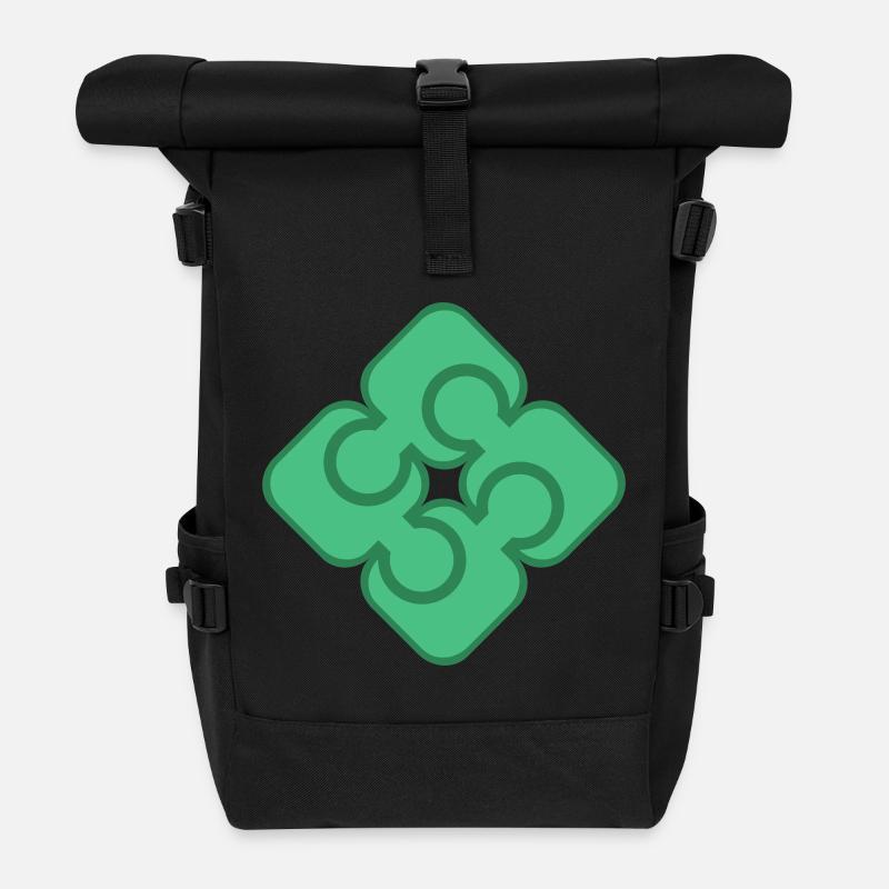 Ineinandergreifendes Kleeblatt-Motiv - Rolltop Rucksack - Schwarz