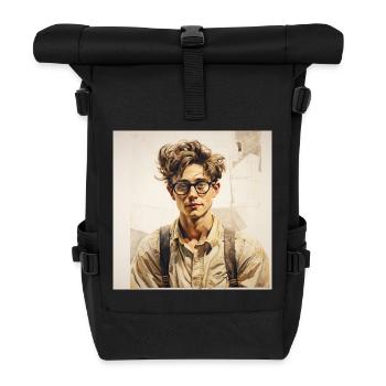 Portrait d’apprenant occasionnel avec des lunettes - Sac à dos roll top - noir - Devant