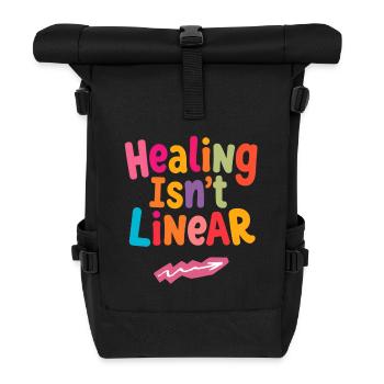 Heilung ist nicht linear Positives Shirt - Rolltop Rucksack - Schwarz - Vorne