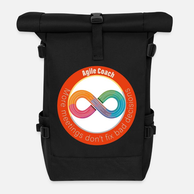 More meetings don't fix bad decisions - Rolltop Rucksack - Schwarz