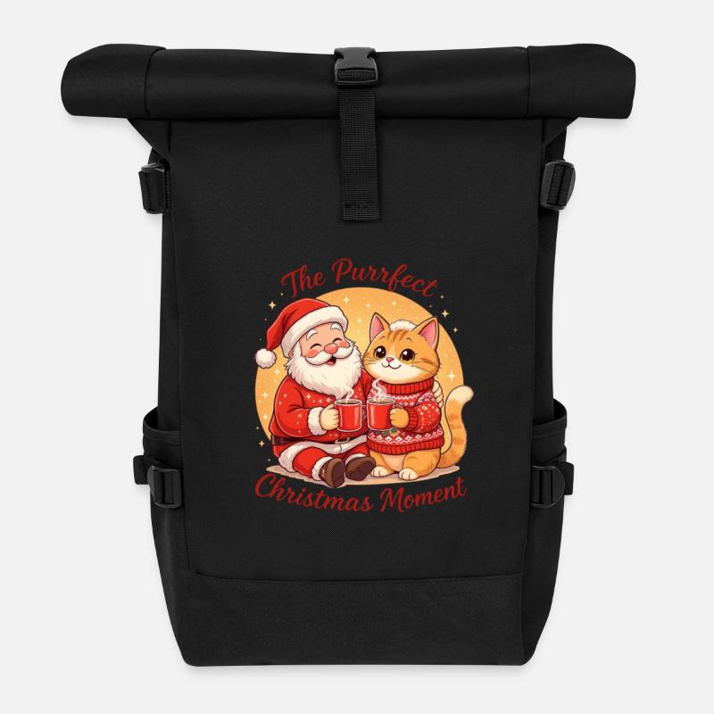 The Purrrfect Christmas Moment - Roll Top Backpack - black