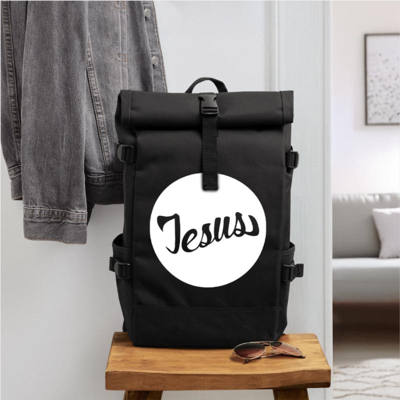 Jesus Scripture in a Circle Roll Top Backpack