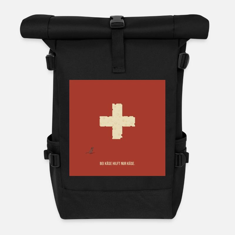 Bei Käse hilft nur Käse – Lustiges Maus Design - Rolltop Rucksack - Schwarz