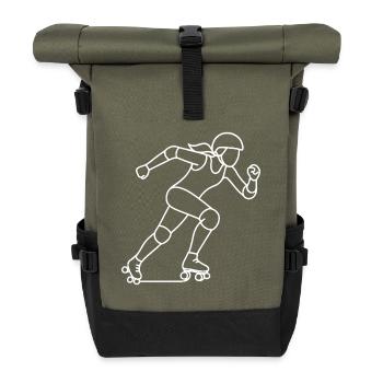 Roller Derby Player Sketch – Sports Motif - Roll Top Backpack - olive/black - Front
