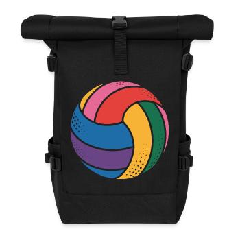 Bunter Volleyball für Sportliebhaber - Rolltop Rucksack - Schwarz - Vorne