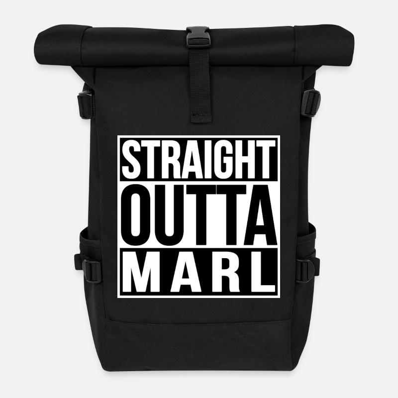 Straight Outta Marl - Rolltop Rucksack - Schwarz