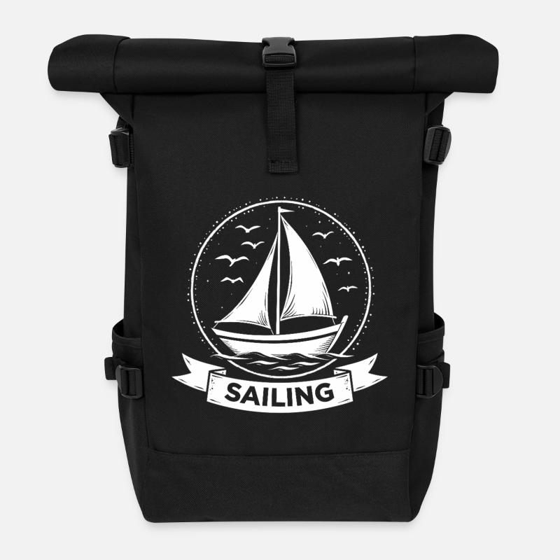 Sailing Segelboot Maritim Sport - Rolltop Rucksack - Schwarz