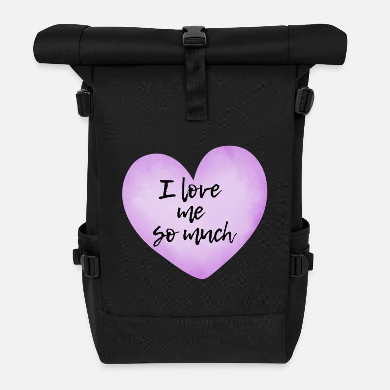 I love me so much - Selflove Statement - Rolltop Rucksack - Schwarz
