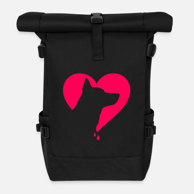 Chien allemand Coeur Rose - Sac à dos roll top - noir