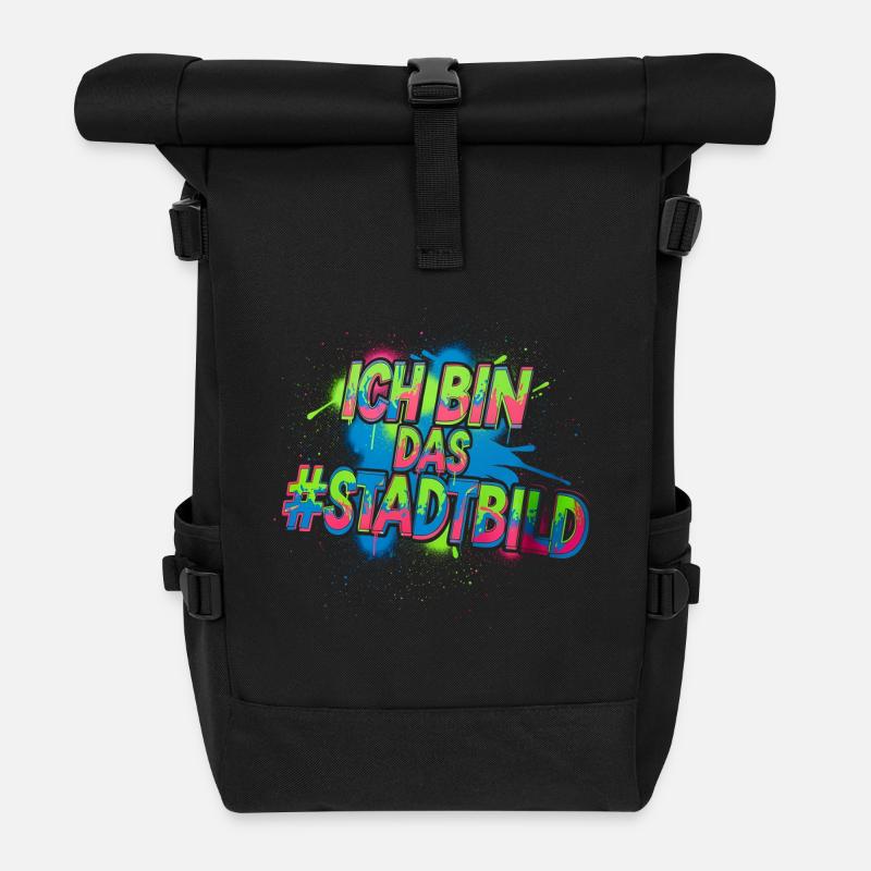 Urban_Graffiti_T-shirt - Rolltop Rucksack - Schwarz