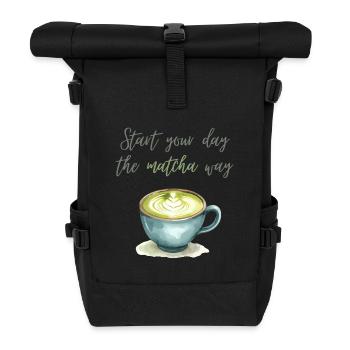 Start Your Day the Matcha Way Watercolour Art - Roll Top Backpack - black - Front