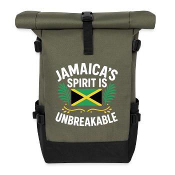 Jamaikas unzerbrechlicher Geist, Jamaika - Rolltop Rucksack - Olive/Schwarz - Vorne