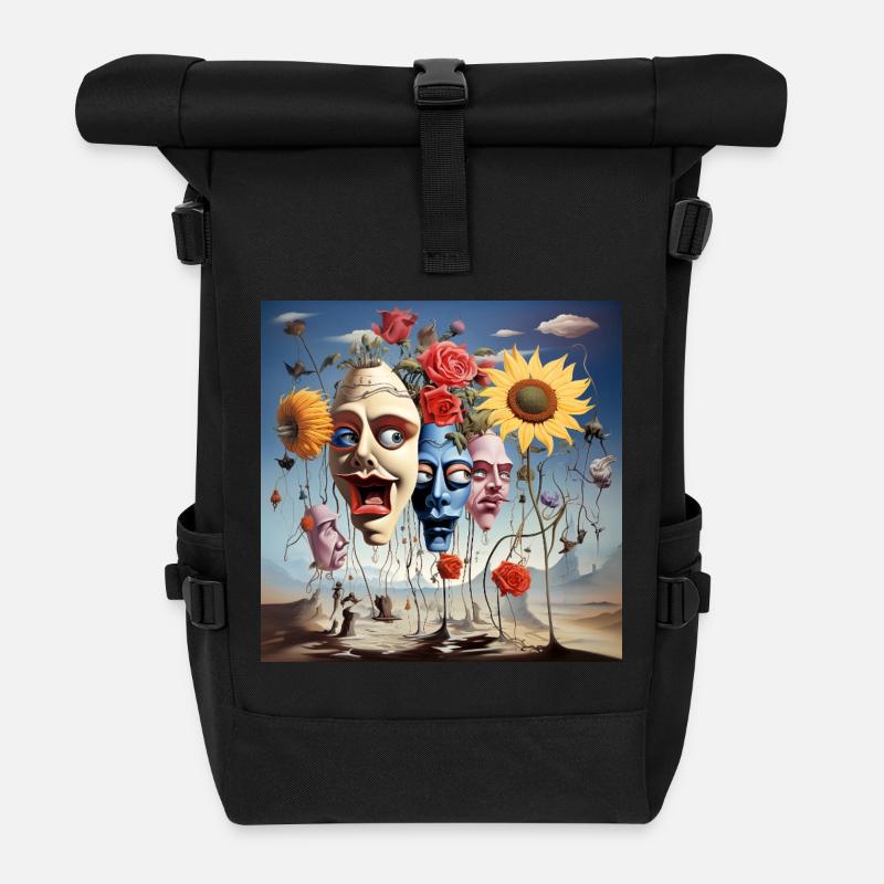 Mask Forest of Blossom Dreams - Roll Top Backpack - black
