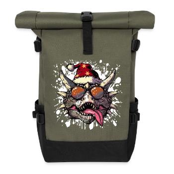 Dinosaure stégosaure Noël drôle - Sac à dos roll top - olive/noir - Devant