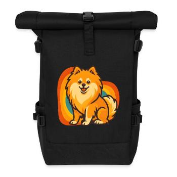 Glänzender Pommerscher Hund in Retro-Aura - Rolltop Rucksack - Schwarz - Vorne